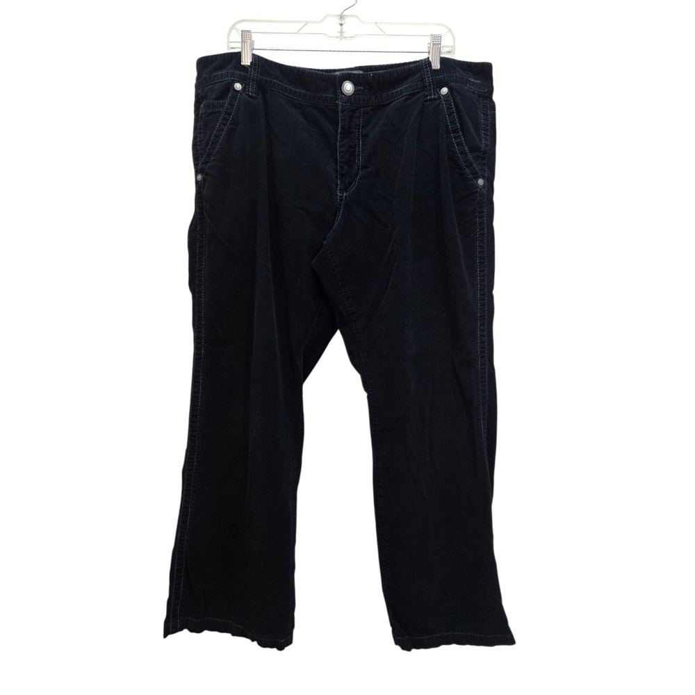 Old Navy Corduroy Pants Womens 18 Black Navy Low Waist Stretch Y2K Flap Casual